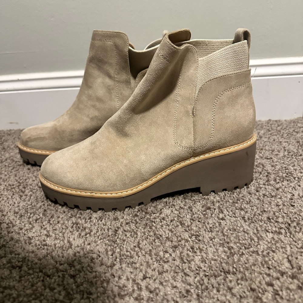 Dolce Vita Beige Suede Ankle Booties